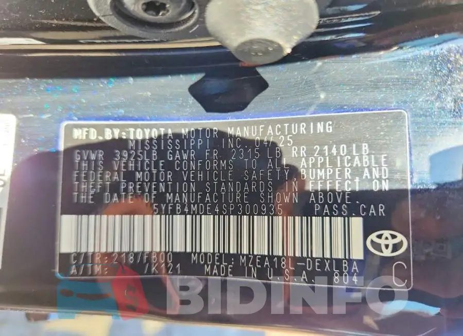 5YFB4MDE4SP300935 Photo# 13