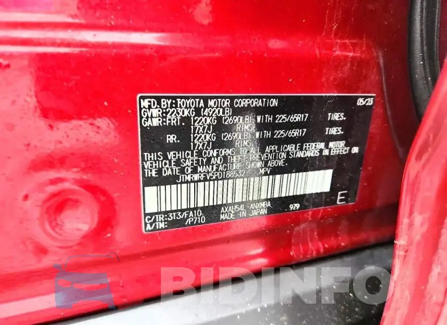 JTMRWRFV5PD188532 Photo# 13