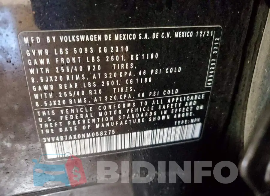 3VV4B7AX0NM058275 Photo# 13
