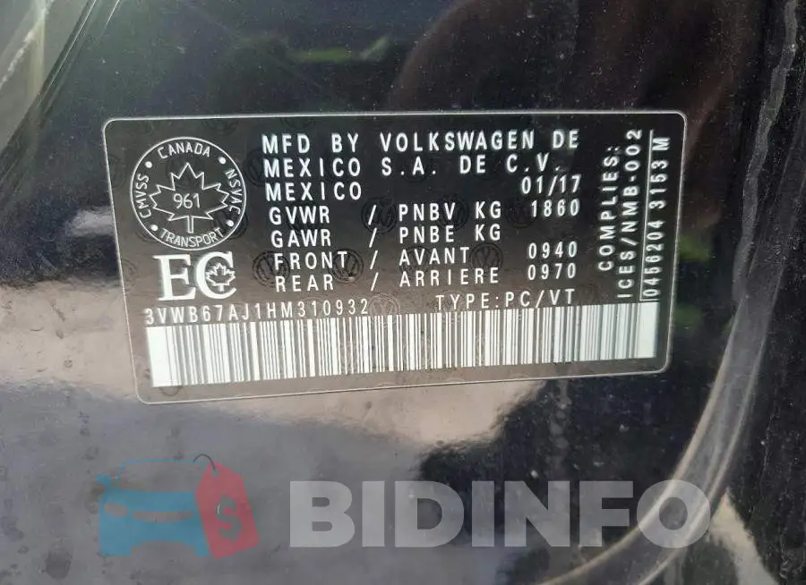 3VWB67AJ1HM310932 Photo# 12