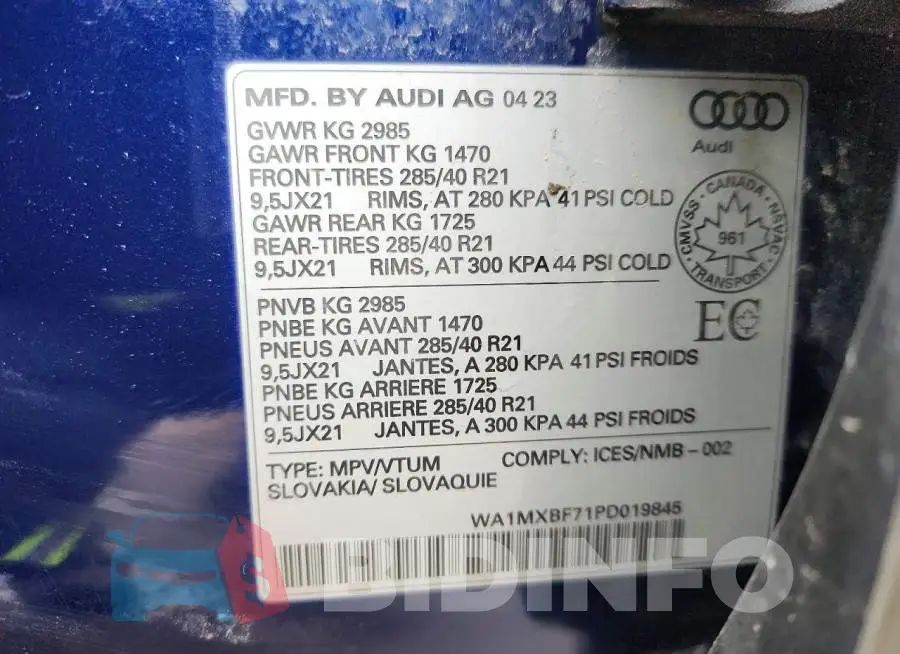 WA1MXBF71PD019845 Photo# 14