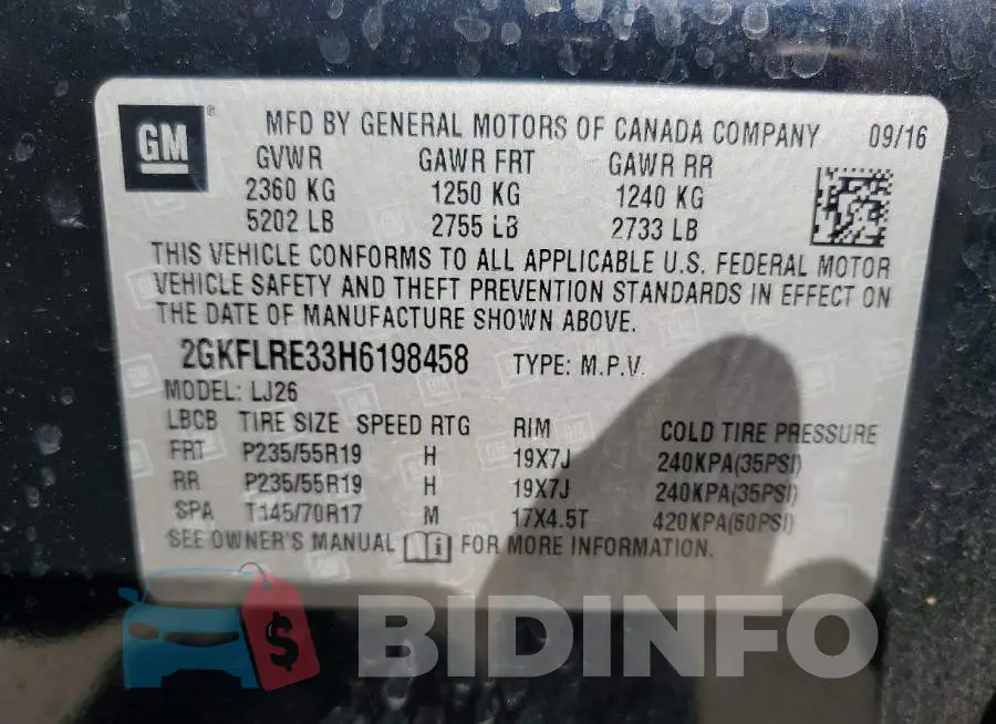 2GKFLRE33H6198458 Photo# 13