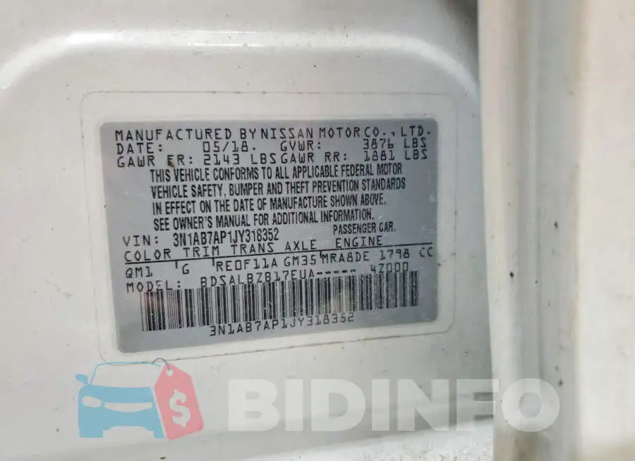 3N1AB7AP1JY318352 Photo# 12