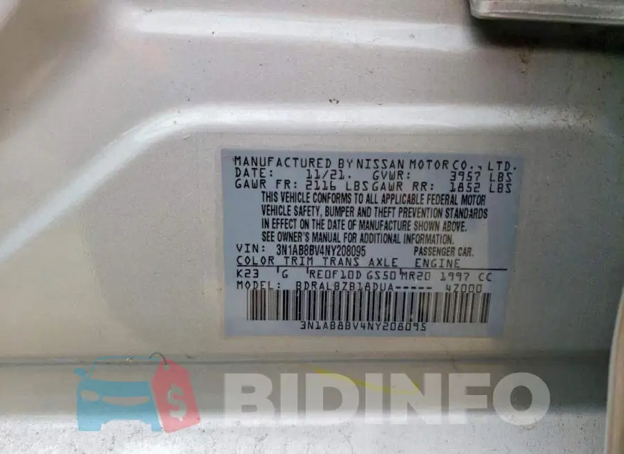 3N1AB8BV4NY208095 Photo# 12