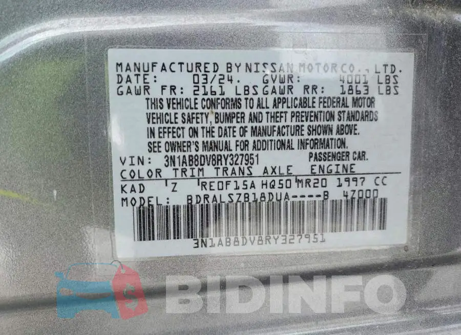 3N1AB8DV8RY327951 Photo# 12