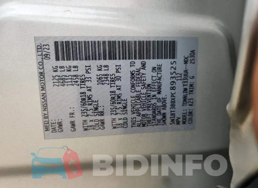 5N1BT3BBXPC893525 Photo# 12