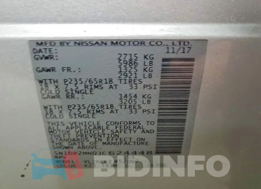 5N1DR2MN0JC624448 Photo# 13