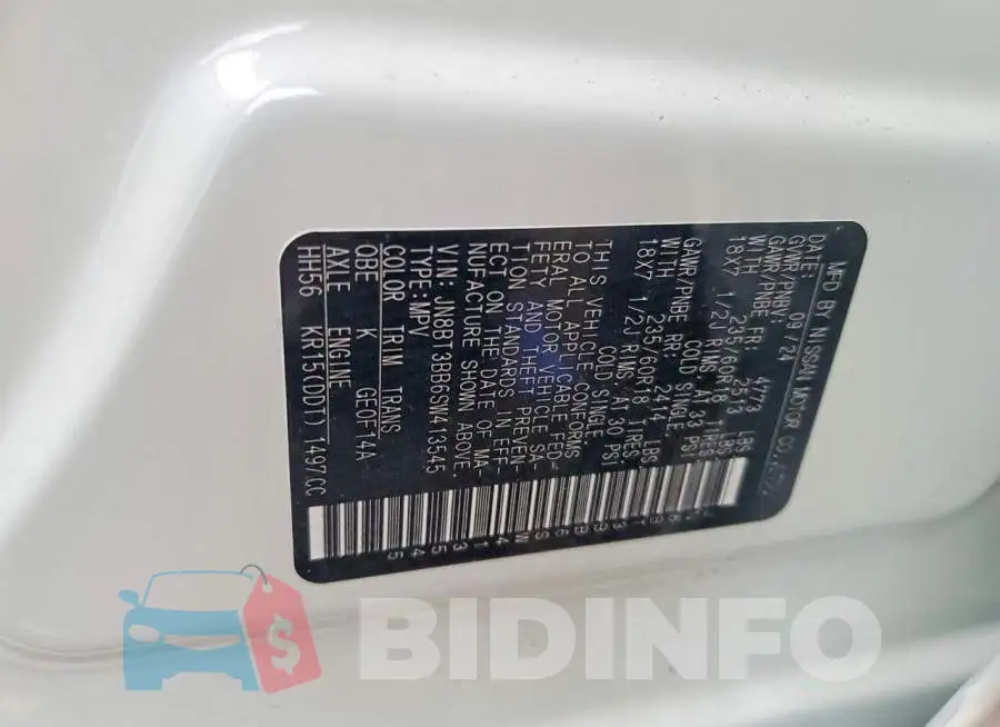 JN8BT3BB6SW413545 Photo# 12