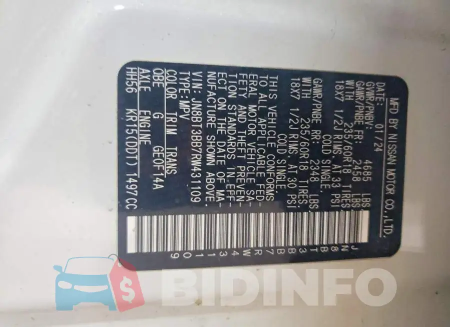 JN8BT3BB7RW431109 Photo# 14