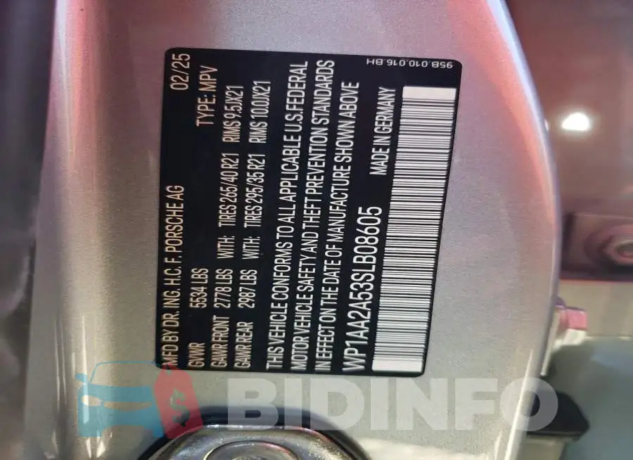 WP1AA2A53SLB08605 Photo# 13