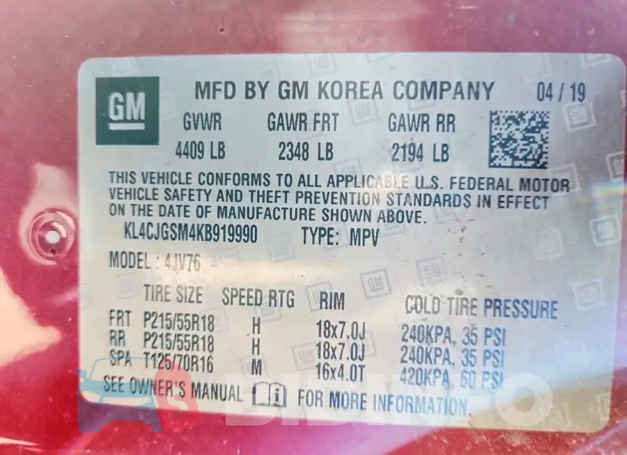 KL4CJGSM4KB919990 Photo# 13
