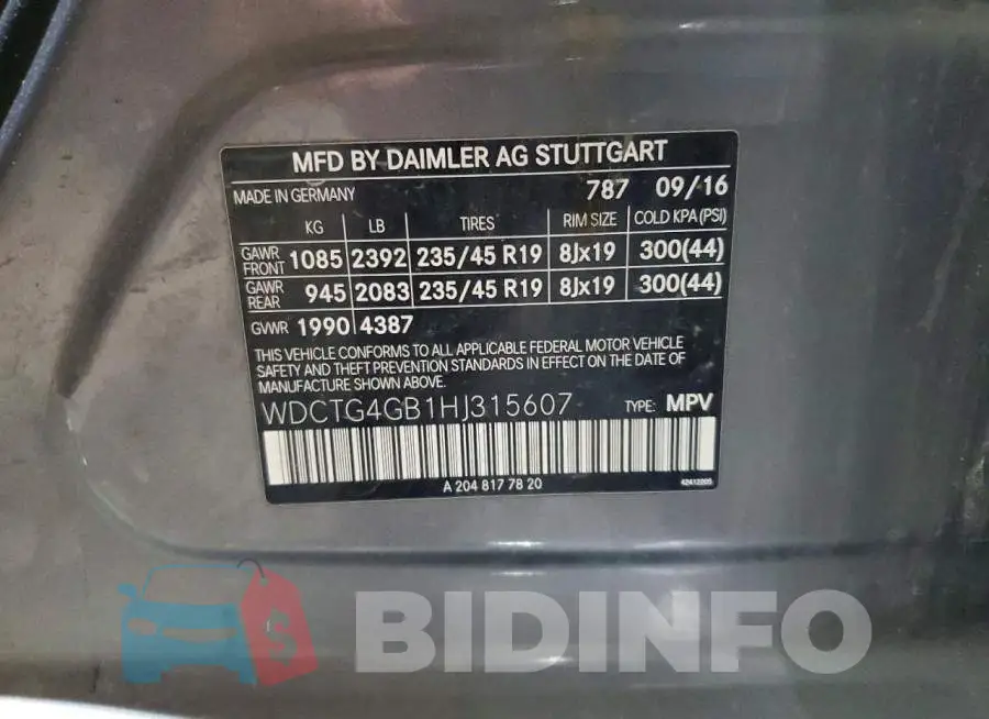 WDCTG4GB1HJ315607 Photo# 12