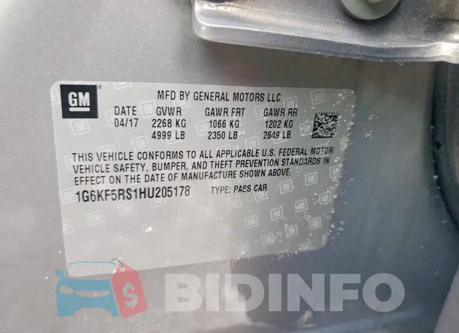 1G6KF5RS1HU205178 Photo# 12