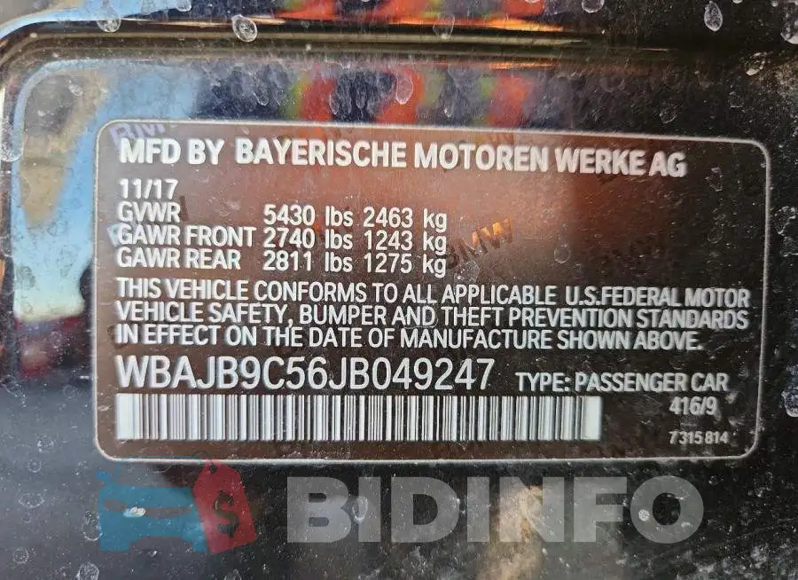 WBAJB9C56JB049247 Photo# 13