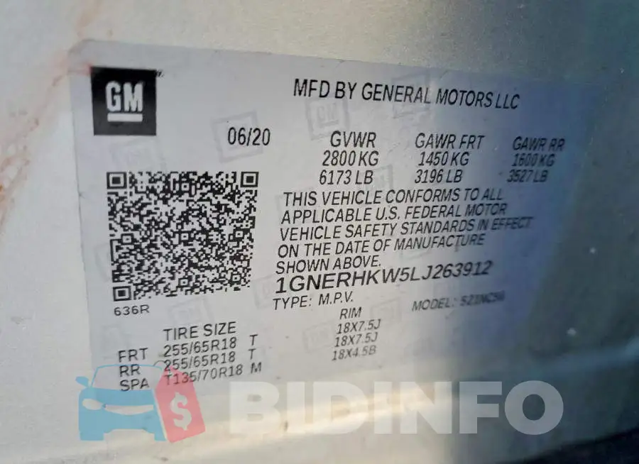 1GNERHKW5LJ263912 Photo# 13