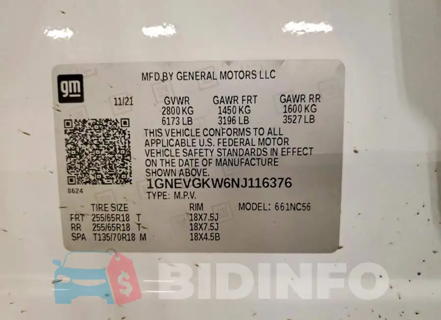 1GNEVGKW6NJ116376 Photo# 13