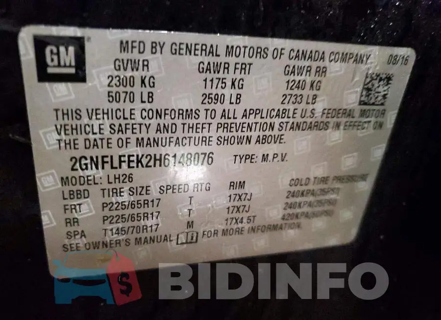 2GNFLFEK2H6148076 Photo# 13