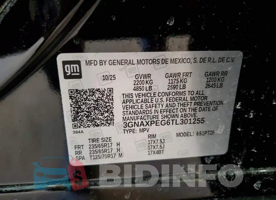 3GNAXPEG6TL301255 Photo# 13