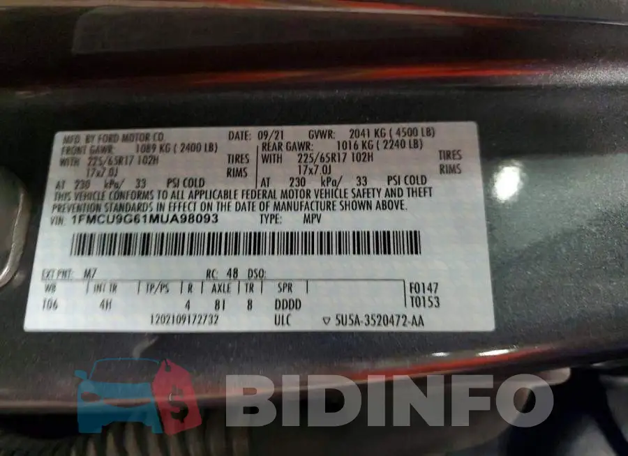 1FMCU9G61MUA98093 Photo# 14