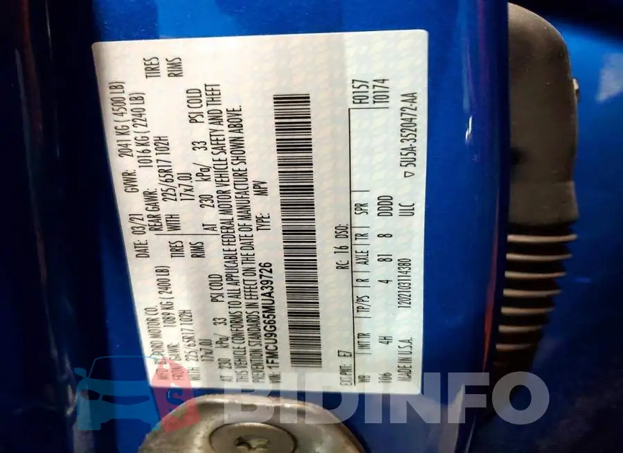 1FMCU9G65MUA39726 Photo# 13