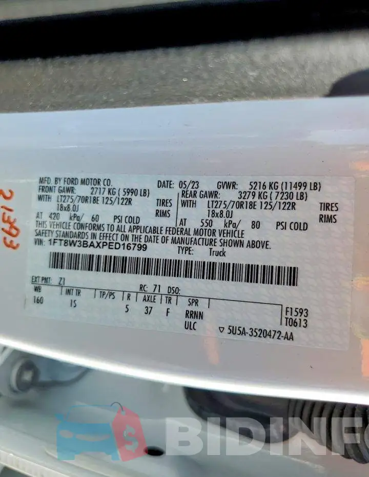 1FT8W3BAXPED16799 Photo# 12