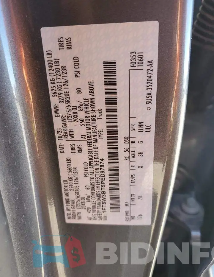 1FT8W3BT5PED97874 Photo# 13
