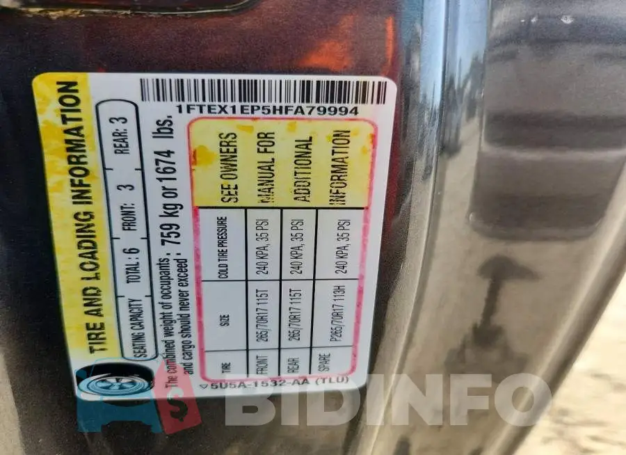 1FTEX1EP5HFA79994 Photo# 13