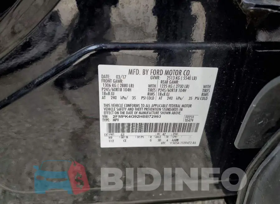 2FMPK4G92HBB72993 Photo# 13