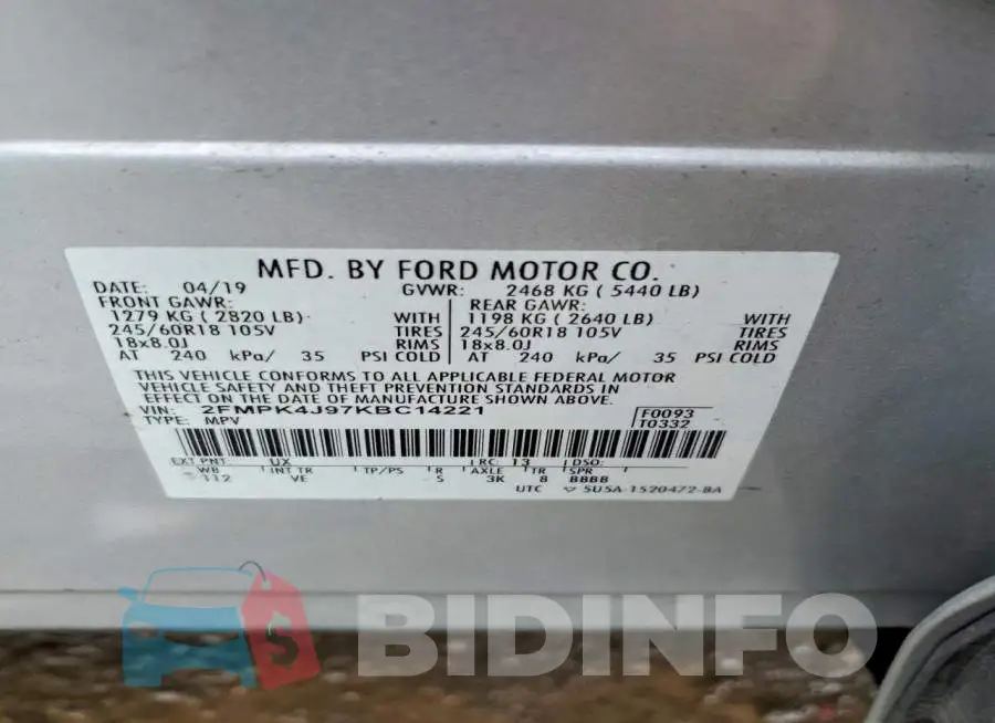 2FMPK4J97KBC14221 Photo# 13