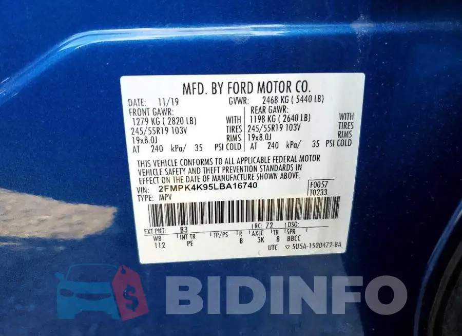 2FMPK4K95LBA16740 Photo# 12