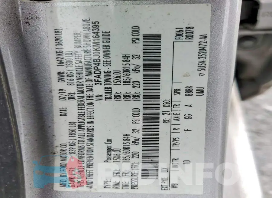 3FADP4BJ0KM164395 Photo# 12