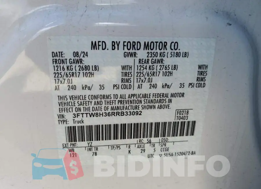 3FTTW8H36RRB33092 Photo# 13