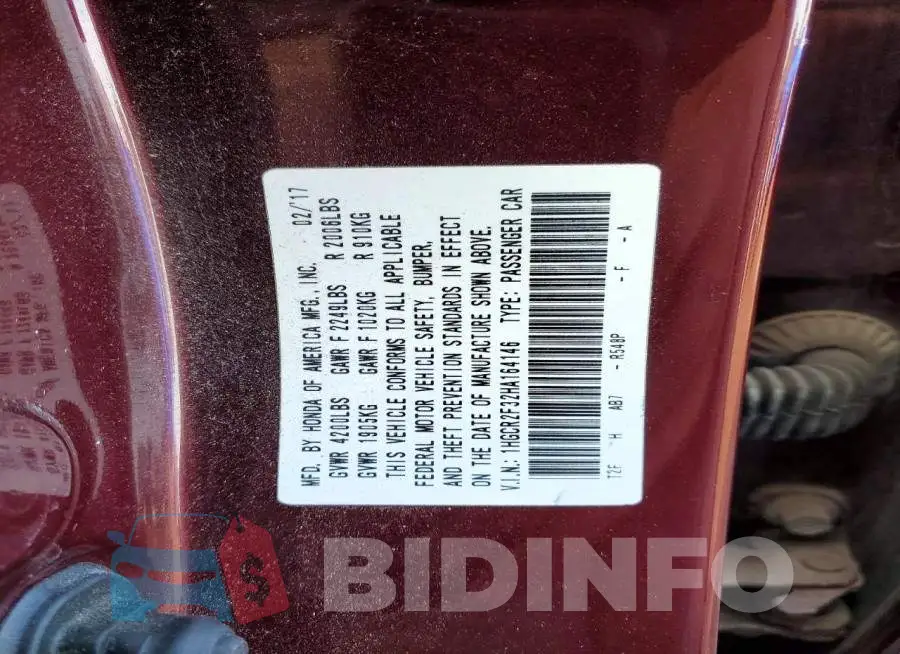1HGCR2F32HA164146 Photo# 12