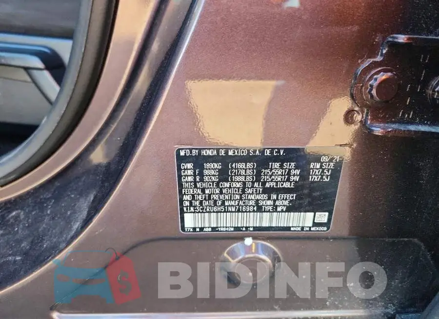 3CZRU6H51NM716984 Photo# 13