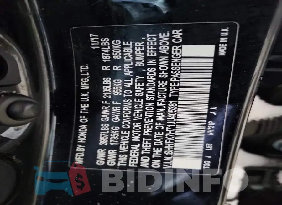 SHHFK7H71JU405381 Photo# 12