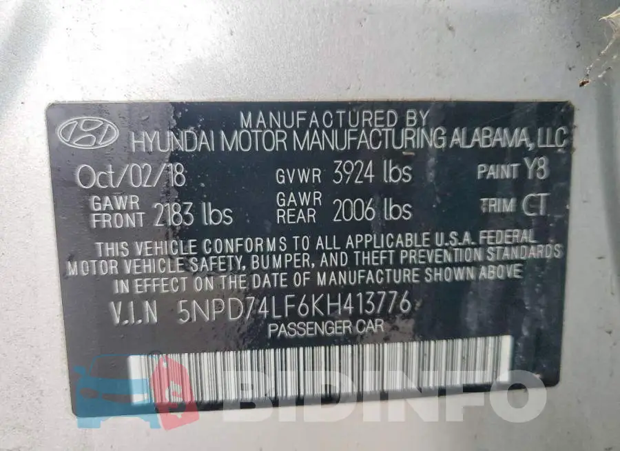 5NPD74LF6KH413776 Photo# 12