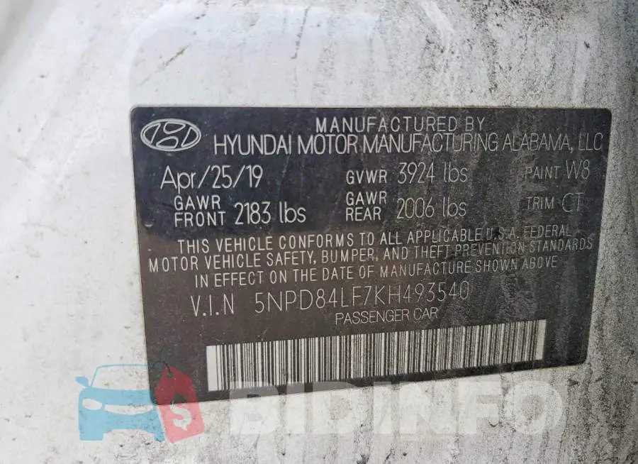 5NPD84LF7KH493540 Photo# 12