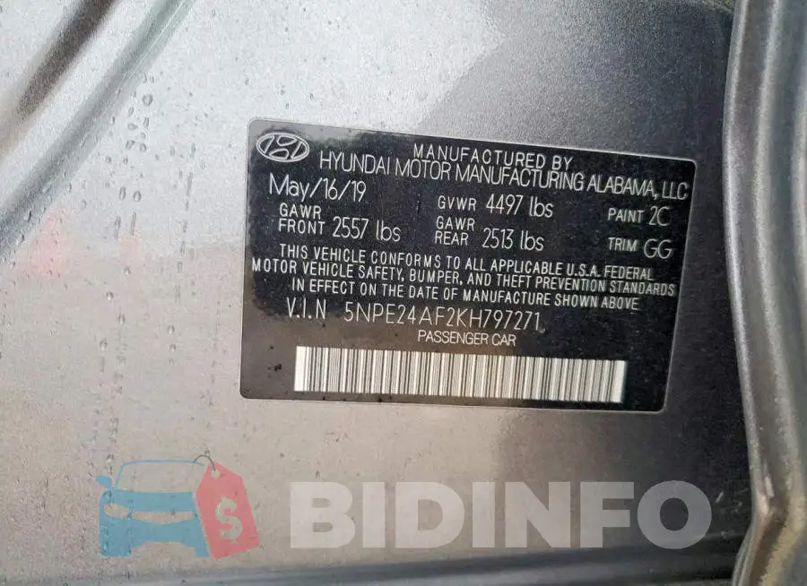5NPE24AF2KH797271 Photo# 13