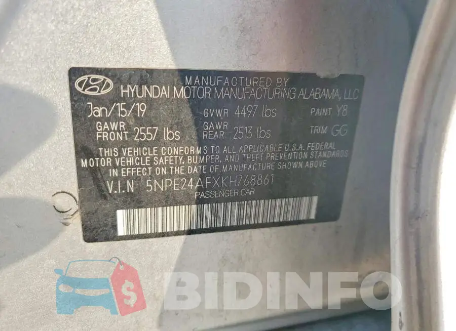 5NPE24AFXKH768861 Photo# 12