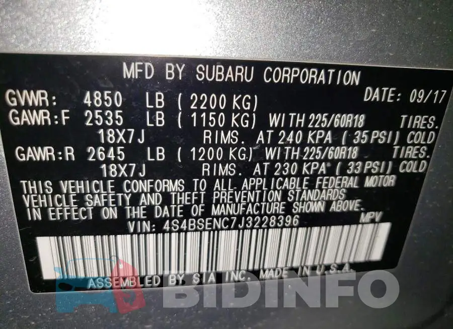4S4BSENC7J3228396 Photo# 13