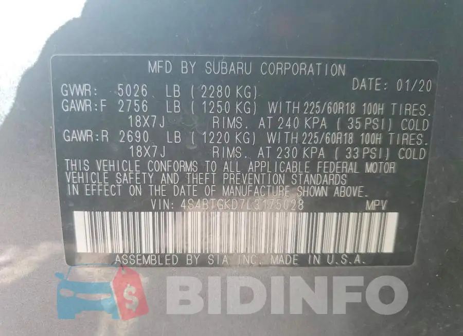 4S4BTGKD7L3175028 Photo# 13