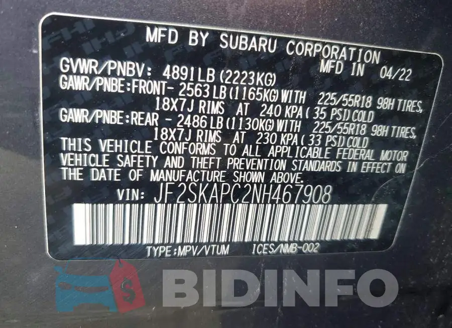 JF2SKAPC2NH467908 Photo# 13