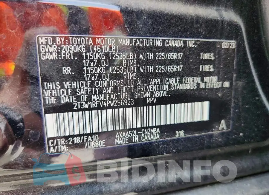 2T3W1RFV4PW256923 Photo# 14