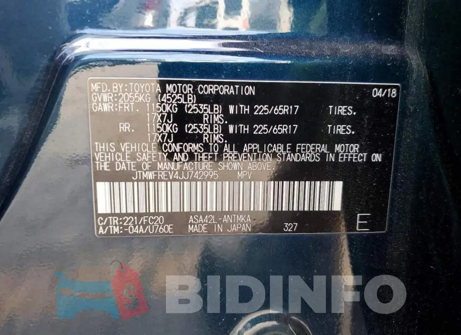 JTMWFREV4JJ742995 Photo# 12