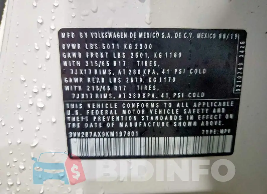 3VV2B7AX9KM197601 Photo# 13