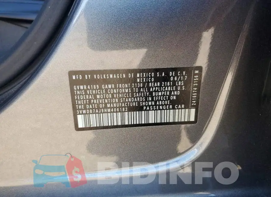 3VWDB7AJ9HM406182 Photo# 12