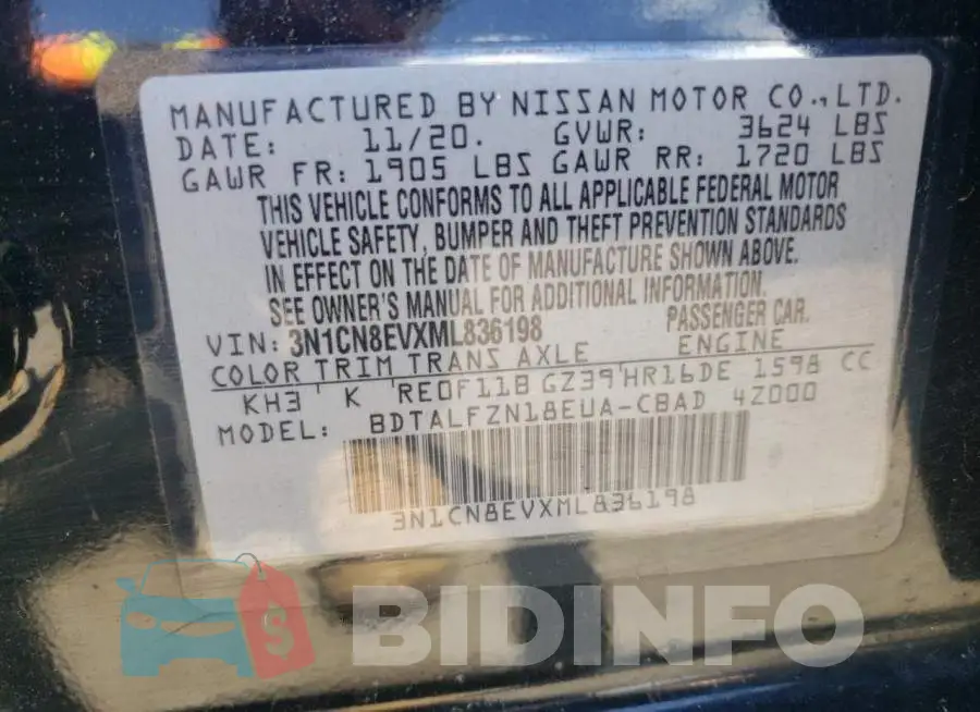 3N1CN8EVXML836198 Photo# 13