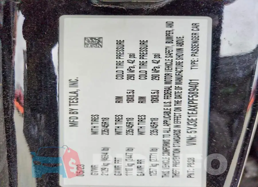 5YJ3E1EAXPF589401 Photo# 13