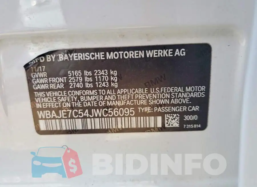 WBAJE7C54JWC56095 Photo# 13