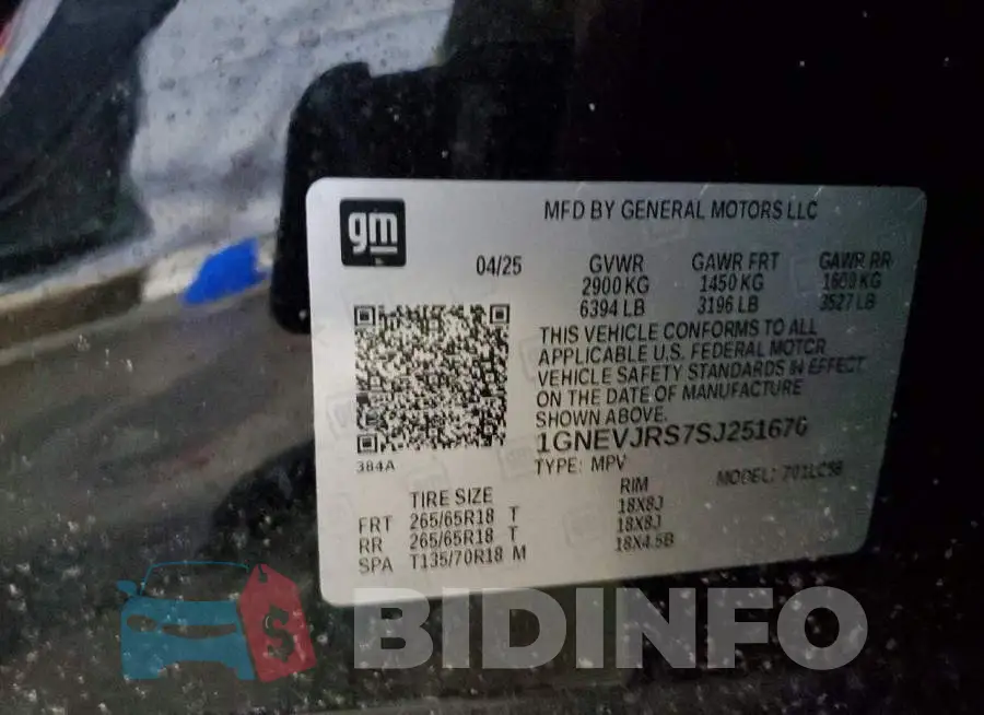 1GNEVJRS7SJ251670 Photo# 13
